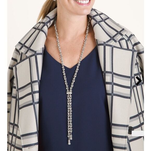 Chicos Silvertone Sparkle Y-Necklace - Picture 1 of 8